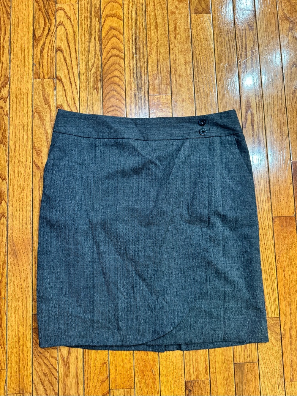 Van Heusen Charcoal Gray Pencil Skirt Wrap and back slit - 14